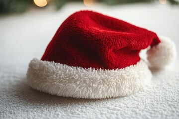 Close-up of a Santa Hat: Festive Christmas Symbol