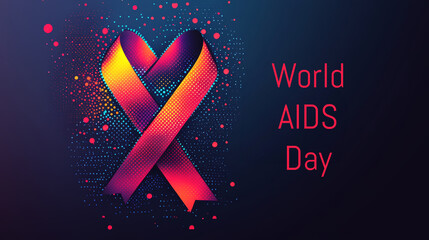 Minimalist design for World AIDS Day featuring a vibrant red ribbon with impactful messaging