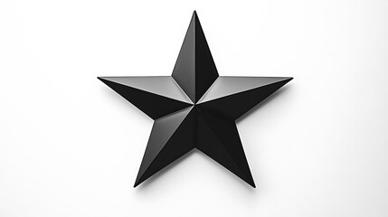 Obraz premium A bold black five-pointed star with sharp, clean edges, centered on a crisp white background, creating a striking and minimalist geometric design