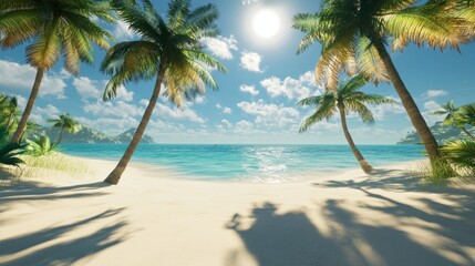 Obraz premium Relaxing day at the beach tropical paradise nature scene bright sunshine serene viewpoint tranquility and escape