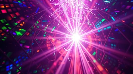 Obraz premium Dazzling shards of light refracting through an intricate lattice structure on a colorful multicolored background generating an otherworldly ambiance, ambiance, light, structure