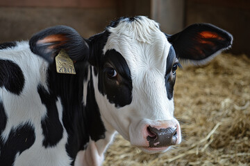  Holstein Cow Close-Up in Barn