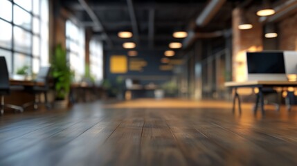 Fototapeta premium Modern office workspace urban environment digital content bright atmosphere low angle perspective productivity and innovation