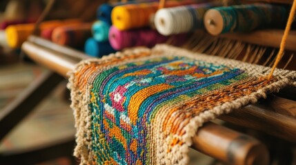 This close-up shows the vivid patterns of a carefully crafted Salvadoran handwoven rug