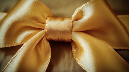 Elegant golden bow gift decoration home interior visual art warm atmosphere close-up view celebratory concept for festive occasions