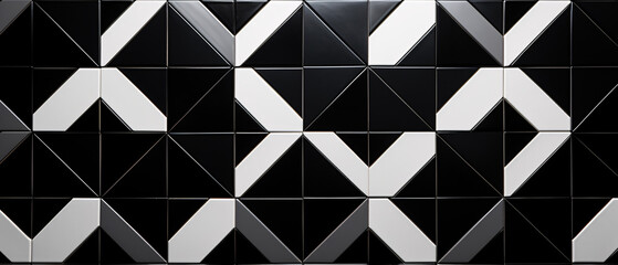 A black background with an intricate pattern of black and white, creating a bold, modern design.  