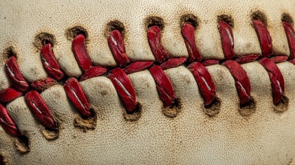 Baseball stitching display close-up sports equipment indoor macro view craftsmanship in sports