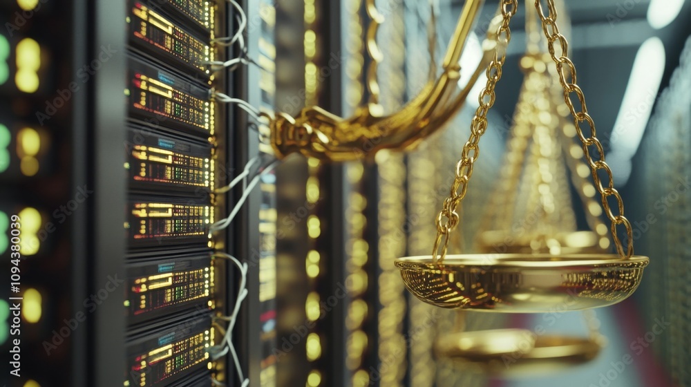 Aufkleber data ethics in technology balancing scales of justice in modern data centers digital ecosystem infor