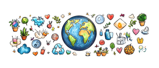 Garbage and recycling concept under loving the world and love nature in the form of banner tags and posters with space to add text