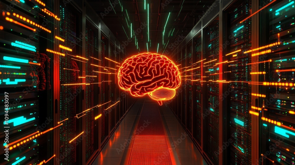 Aufkleber artificial intelligence revolutionizes data processing technology hub digital art futuristic environ