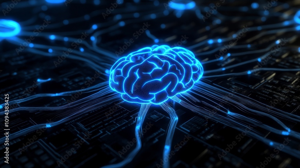 Poster exploring artificial intelligence the intersection of technology and human-like cognitive processes 