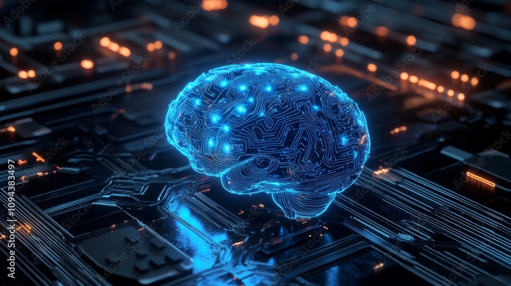 Poster innovative ai brain model digital environment conceptual visualization technology and science abstra