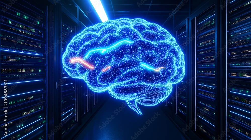 Poster neural network innovation data center digital art high-tech environment futuristic viewpoint artific