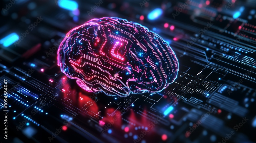 Poster innovative neural networks advancing technology digital space 3d visualization futuristic science co