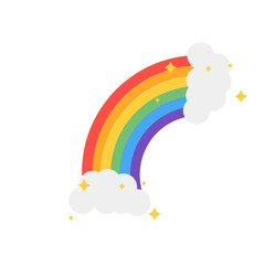 Colorful Rainbow with Clouds