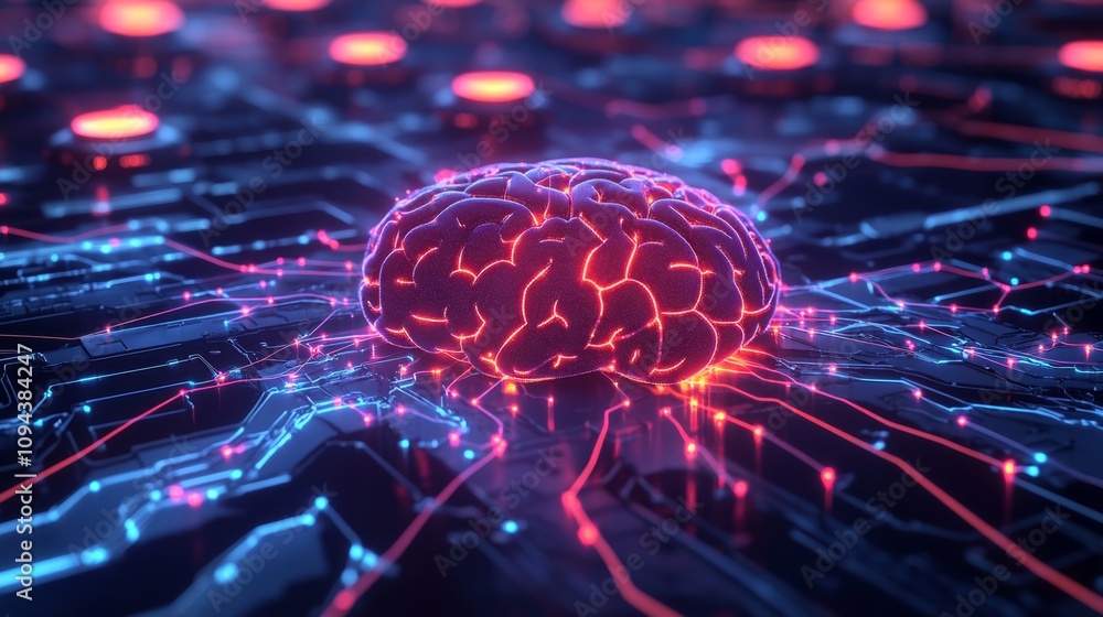 Poster exploring neural networks brain visualization in technology digital art futuristic environment close