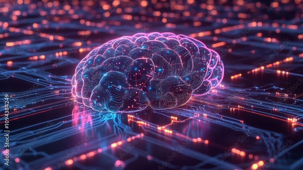 Poster exploring the intersection of technology and neuroscience digital brain visualizations in virtual en