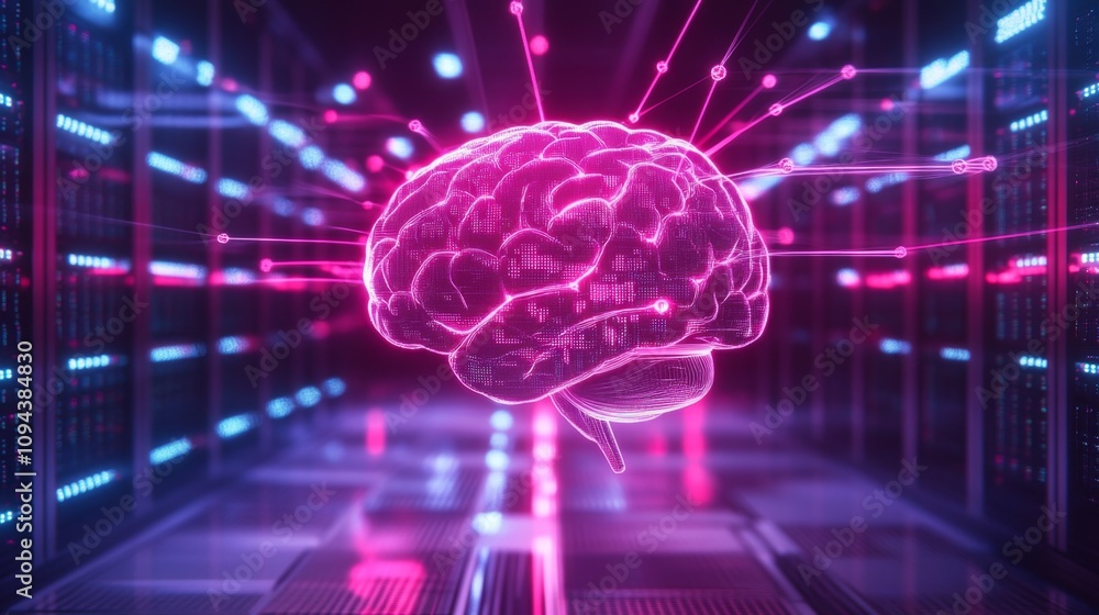 Poster innovative ai brain technology revolutionizing data processing in digital environments futuristic th
