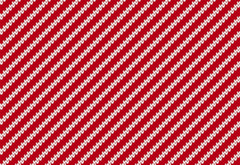 Christmas striped knit print. Candy cane seamless knitted pattern. Wrapping background with diagonal lines. Cute caramel package backdrop. Xmas holiday geometric sweater texture. Vector illustration.