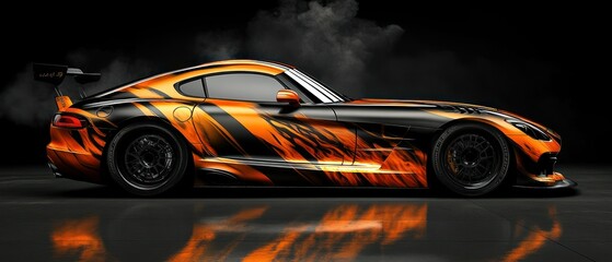 Cool design flame car sticker graphic abstract background wallpaper AI generated image