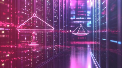 Digital balance visualization high-tech data center 3d graphics futuristic environment abstract viewpoint conceptual technology insights