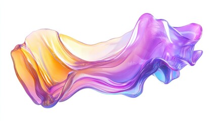 Naklejka premium A vibrant, flowing abstract design featuring a blend of purple and orange hues against a white background.