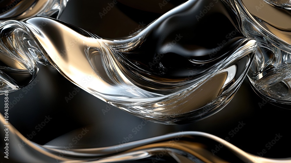 Poster an abstract swirl of transparent glass-like waves creates a mesmerizing visual effect.