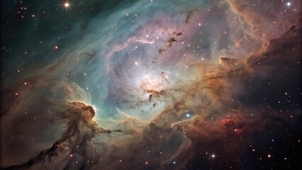 Fototapeta premium Fractal clouds of gas and dust in a distant nebula, nebulae and galaxies, star formation regions, nebula gas clouds