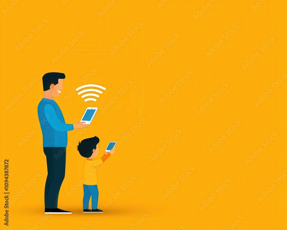 Poster child using safe internet with parent guiding