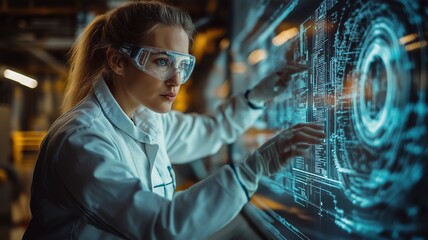 Scientist Using Advanced Technology to Analyze Data in a Modern Laboratory Setting. Generative AI