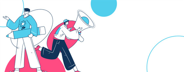 Obraz premium Notification announcement vector creative flat hand drawn illustration 