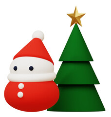 3D素材_サンタクロース_クリスマスツリー