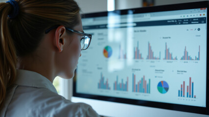 Focused Professional Analyzing Charts on Pastel Desktop Screen