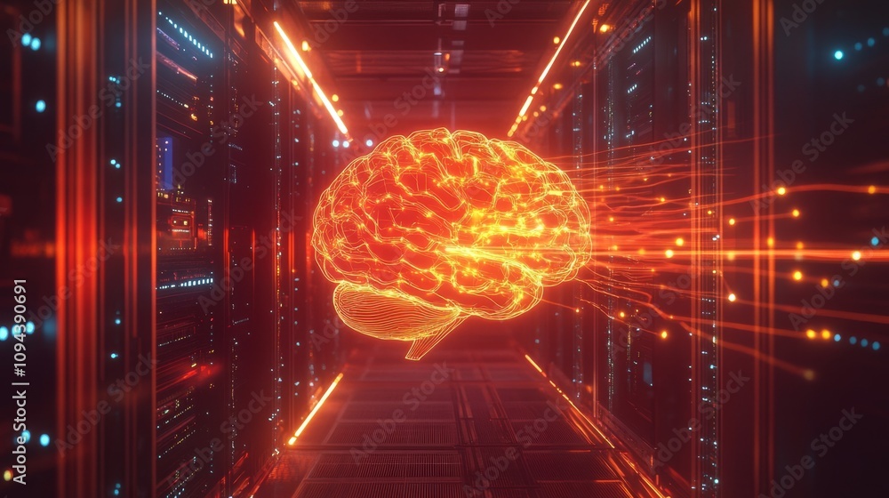 Poster exploring neural networks a futuristic brain visualization data center digital art abstract technolo