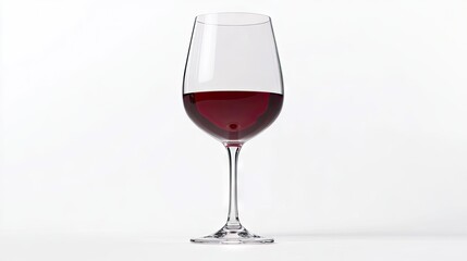 Elegant red wine glass showcasing rich red hues against a simple background.