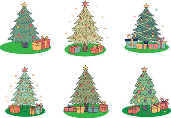 Christmas Tree with gift box Vector art illustration
