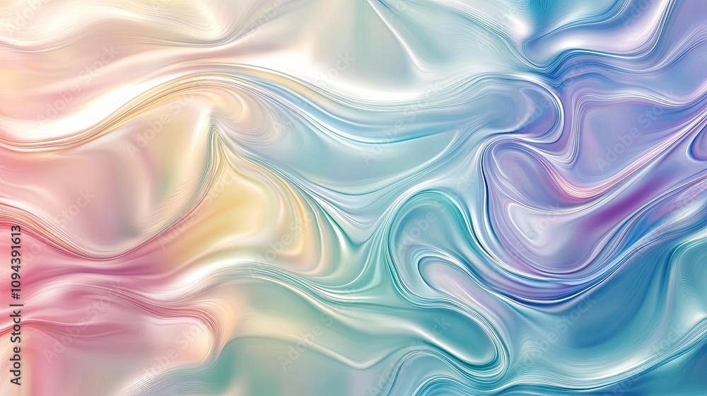 Poster a vibrant abstract swirl of pastel colors in smooth, flowing patterns creating a serene and dreamy a