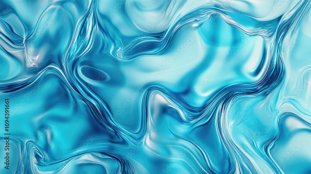 Poster a mesmerizing abstract swirl of turquoise and aqua tones, creating a serene and fluid visual experie