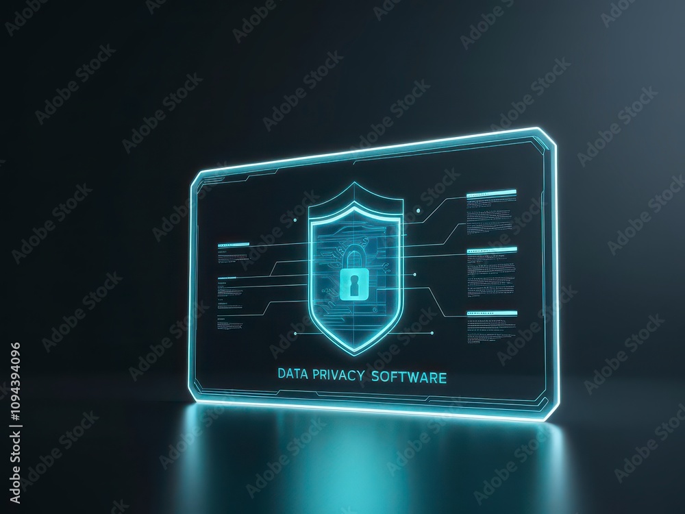 Aufkleber anti-tracking and privacy software. digital shield representing data privacy software protection.