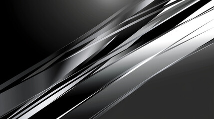 Obraz premium Sleek background featuring polished silver and black lines, reflecting modern elegance and minimalist design 