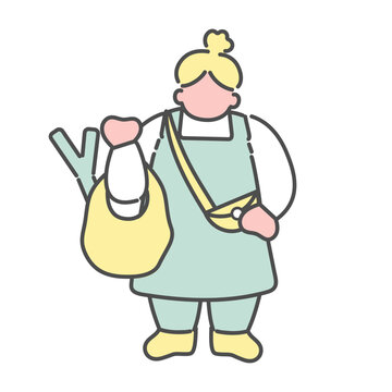 recommend clip art: 買い物をするシンプルな線画女性　イラスト
