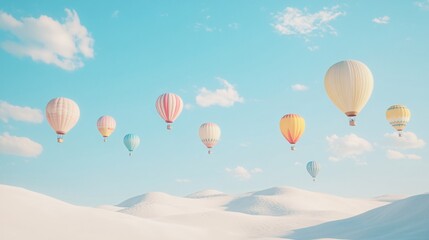 Obraz premium Colorful Hot Air Balloons Soaring in Vast Sky - Travel and Exploration Concept