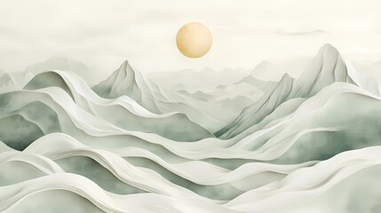 
Traditional Chinese green and white abstract mountain texture illustration poster background
