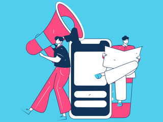 Notification announcement vector creative flat hand drawn illustration
