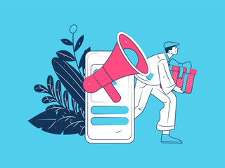 Notification announcement vector creative flat hand drawn illustration
