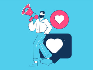 Notification announcement vector creative flat hand drawn illustration
