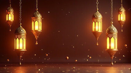 Fototapeta premium Ramadan Kareem Festive Lanterns. Concept of Islamic celebration, Eid Mubarak, and holy month.