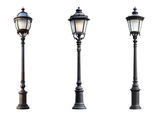 Vintage Street Lamps on Transparent Background