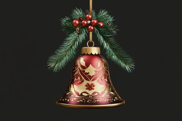 Christmas bell decoration on white background 