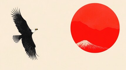 Albania Independence Day Eagle Over Mountains Illustration